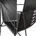 Modern Black Chairs with Metal Frame and Leather Seat Design
