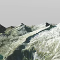 Snow Covered Mountain Landscape with Deep Valleys and Turquoise Lakes in Natural Scenic Environment