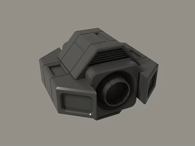 3D Rendered Black Mechanical Device With Square Cylindrical Components Grooves And Holes 3d model