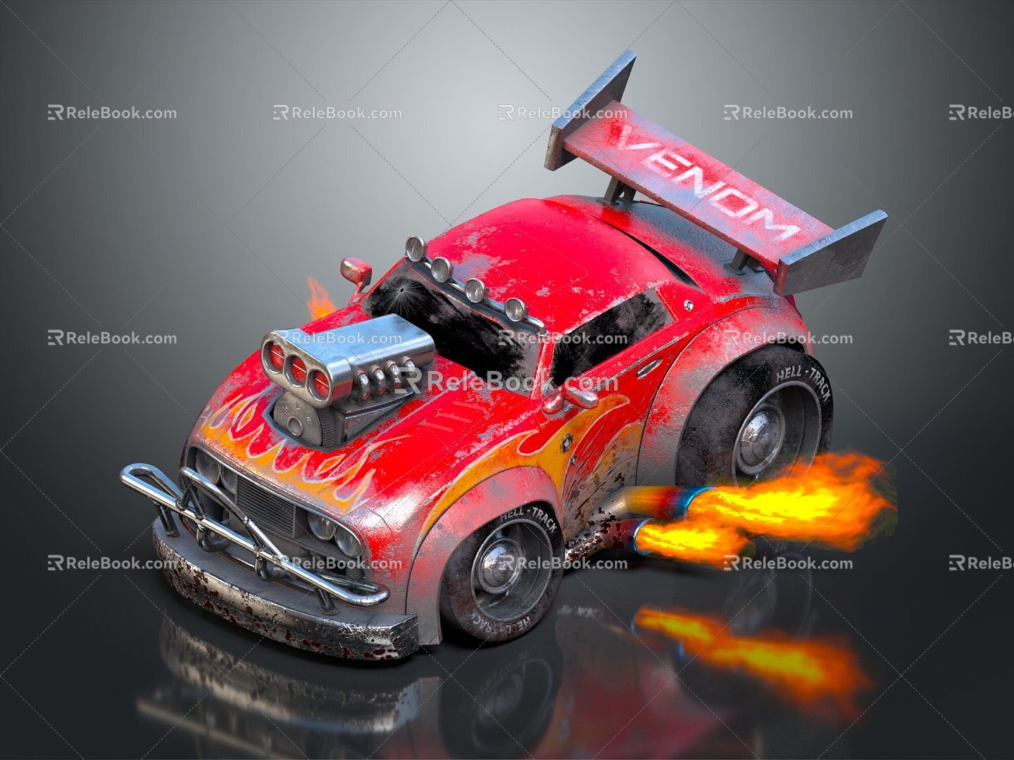 Homemade Armed Car Homemade Racing Flame Racing Spray Train 3d model