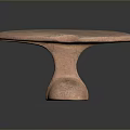 Handcrafted Wooden Table With Natural Grain Irregular Round Top And Solid Base 3d model