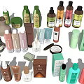 Perfume and Cosmetics Collection with Assorted Bottles Jars Tubes and Packaging Boxes 3d model