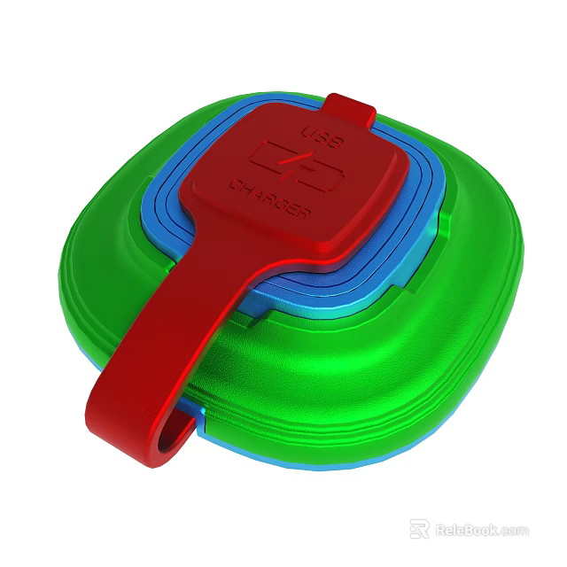 Green Blue Red USB Charge Device With Compact Handle And Functional Design 3d model 