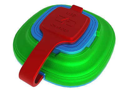 Green Blue Red USB Charge Device With Compact Handle And Functional Design 3d model