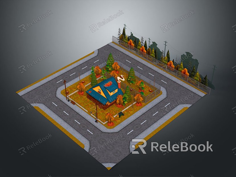 Cartoon Landscape Animation Landscape Stone House Landscape Landscape Landscape Rural Landscape Painting Outdoor Landscape model