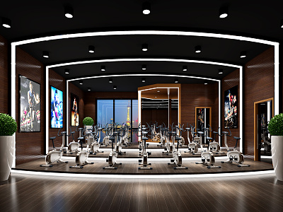 Modern Gym Fitness Spinning Room model