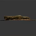Natural Rustic Wooden Log With Scattered Wood Shavings And Green Leaves On Dark Background