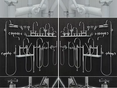 Various Faucet Models Showcasing Different Designs And Metal Structural Components 3d model