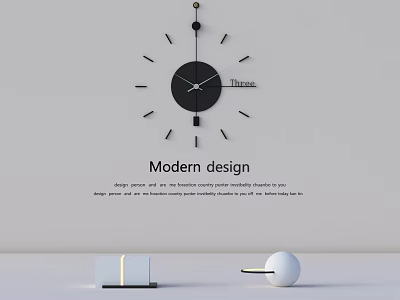 Modern Minimalist Wall Clock With Sleek Black Design And Three Detail 3d model