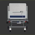 Medical Hospital Bed with Adjustable Headrest Side Rails White Mattress Blue Stripe and Mobile Wheels