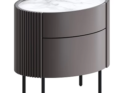 Modern Gray Bedside Table With Marble Top Two Drawers And Black Legs Design 3d model