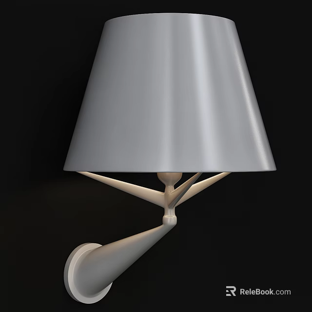 Modern Wall Lamp With Conical Shade And Sleek Metal Mounted Design 3d model 