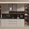 Modern Wine Cabinet With Glass Doors Built in Wine Racks And Wine Glass Storage