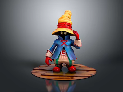 Game Movie Character With Yellow Large Hat Blue Coat Red Gloves Shoes And White Eyes 3d model