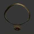 Elegant Vintage Golden Necklace With Intricate Design And Red Gemstone Pendant
