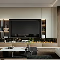 Modern Living Room Interior Design With TV Wall Sofa Coffee Table And Fireplace