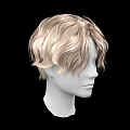 Realistic Blonde Curly Short Hair On White Human Mannequin Head Model