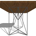 Modern Wooden Dining Table With Geometric Metal Legs For Interior Design