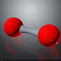 Red Spherical Exercise Dumbbell With White Handle And Shiny Reflective Surface