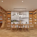 Wooden Tobacco and Liquor Store Interior with Wines Beverages Shelves Tables Seating and Decorative Painting