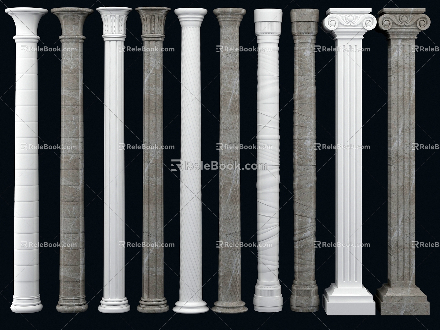 European-style Roman columns 3d model