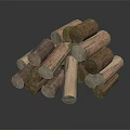 Natural Wooden Logs Stacked with Raw Organic Timber Texture and Grain