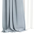 Stylish Gray and White Double Layer Curtains with Soft Texture 3d model