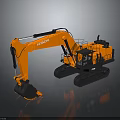 Hitachi Orange And Black Crawler Excavator With Large Bucket And Spacious Cab