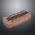 3D Model Bridge With Railing And Simple Geometric Terrain Base Design 3d model