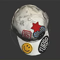 Stylish White Hat Featuring Turbo Lettering Smiley Face And Red Star Design