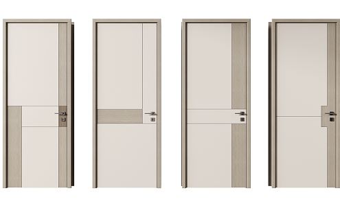 Modern swing door single door bedroom door 3d model