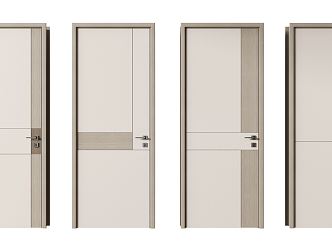 Modern swing door single door bedroom door 3d model