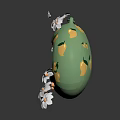 Green Egg Shaped Mini Computer With Flower Leaf Decorations Small Pink Screen And White Flowers 3d model