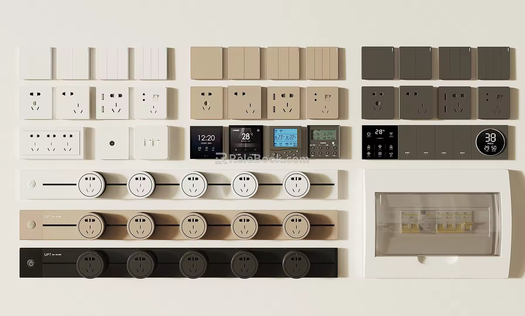 Modern switch socket switch combination 3d model
