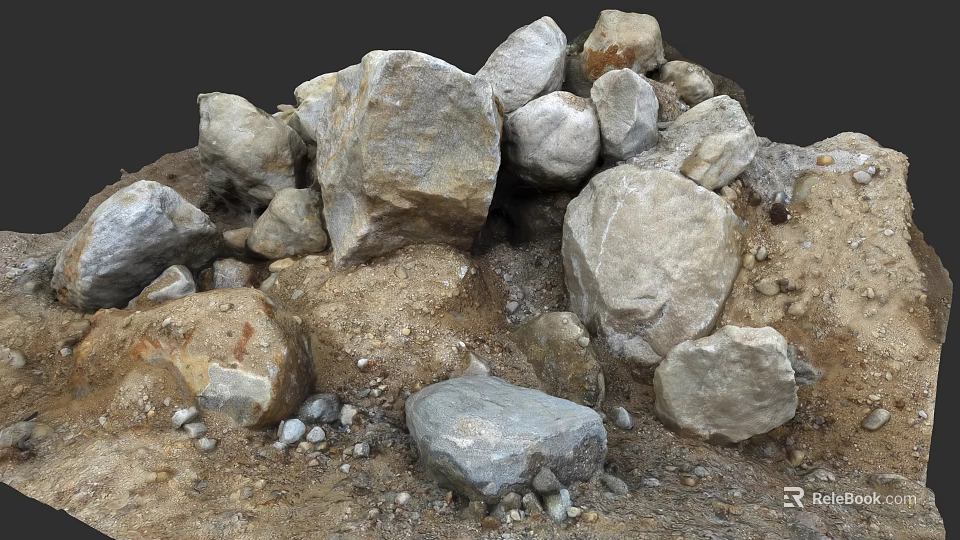 Microtopography Natural Terrain Features Stones Small Rocks Soil And Earth 3d model 