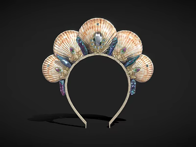 Elegant Shell Shaped Jewelry Headband With Intricate Design And Colorful Details 3d model