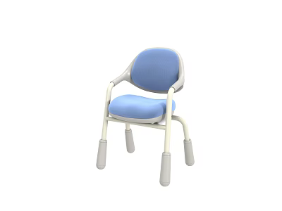 Comfortable Leisure Chair With Blue Cushion And White Frame Simple Modern Design 3d model