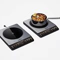 Two Modern Electric Induction Cooktops With Cooking Pot And Delicious Food