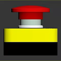 Red Emergency Stop Button Electrical Device With Yellow Base And STOP Label 3d model