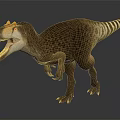 3D Rendered Dinosaur With Yellow Crest Brown Body Spots And Open Mouth Standing Pose