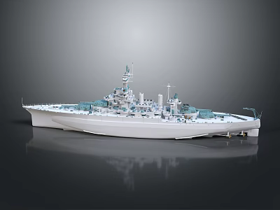White Warship Model With Detailed Superstructure Antennas And Deck For Display Or Collection 3d model
