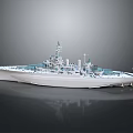 White Warship Model With Detailed Superstructure Antennas And Deck For Display Or Collection