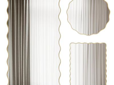 Modern Decorative Mirrors With Scalloped Round And Rectangular Gold Frames Design 3d model