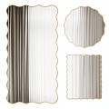 Modern Decorative Mirrors With Scalloped Round And Rectangular Gold Frames Design