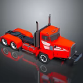 Red Semi Truck with Modern Cab Design Shiny Wheels and Reflection on Dark Surface 3d model