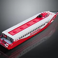 Sleek Red And White Express Ferry With Multiple Windows And Upper Deck 3d model