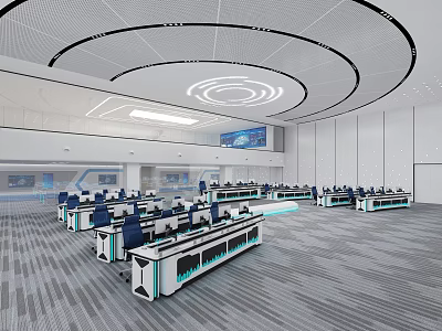 Modern Monitoring Room With Technological Equipment And Layout 3d model