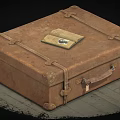 Vintage Brown Leather Suitcase With Old Book On Top Classic Retro Design