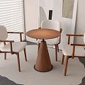 Antique Tea Table and Chair Combination Solid Wood Round Table Round Table Solid Wood Backrest Chair Special-shaped Fabric Carpet 3d model