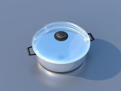 Clear Lid Cooking Pot With Black Handles Top Knob And Silver Body 3d model